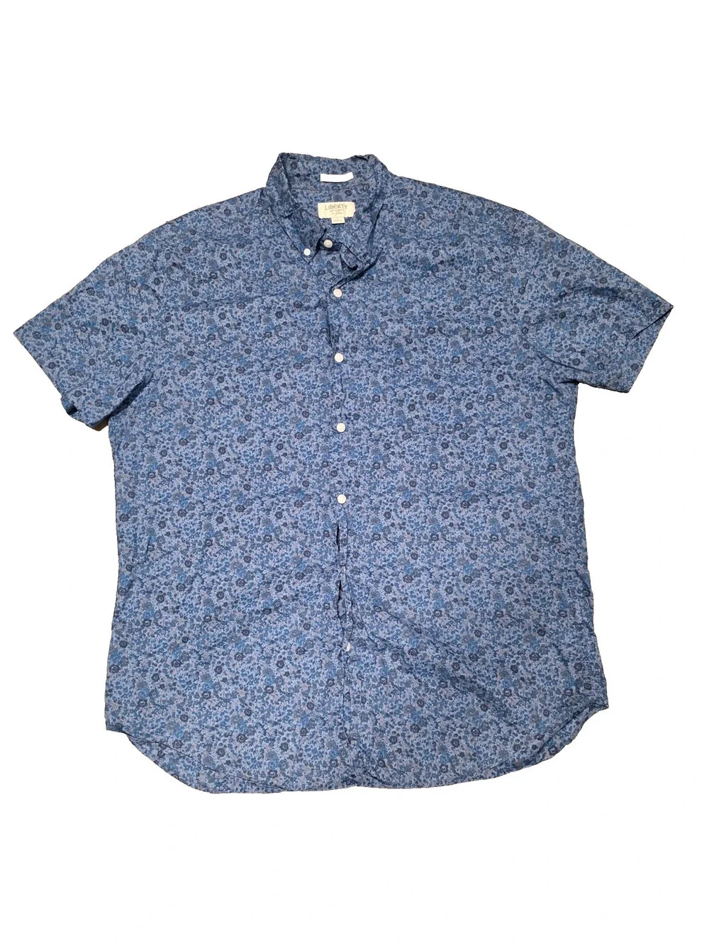 Liberty Art Fabrics for J.Crew Classic Short Sleeve Shirt – Blue Floral  22x31 L